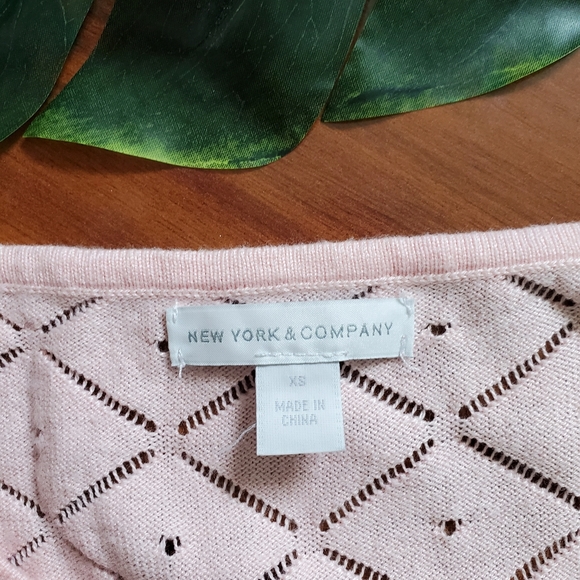 Light Pink Cap Sleeve Eyelet Pointelle Sweater - Picture 4 of 7